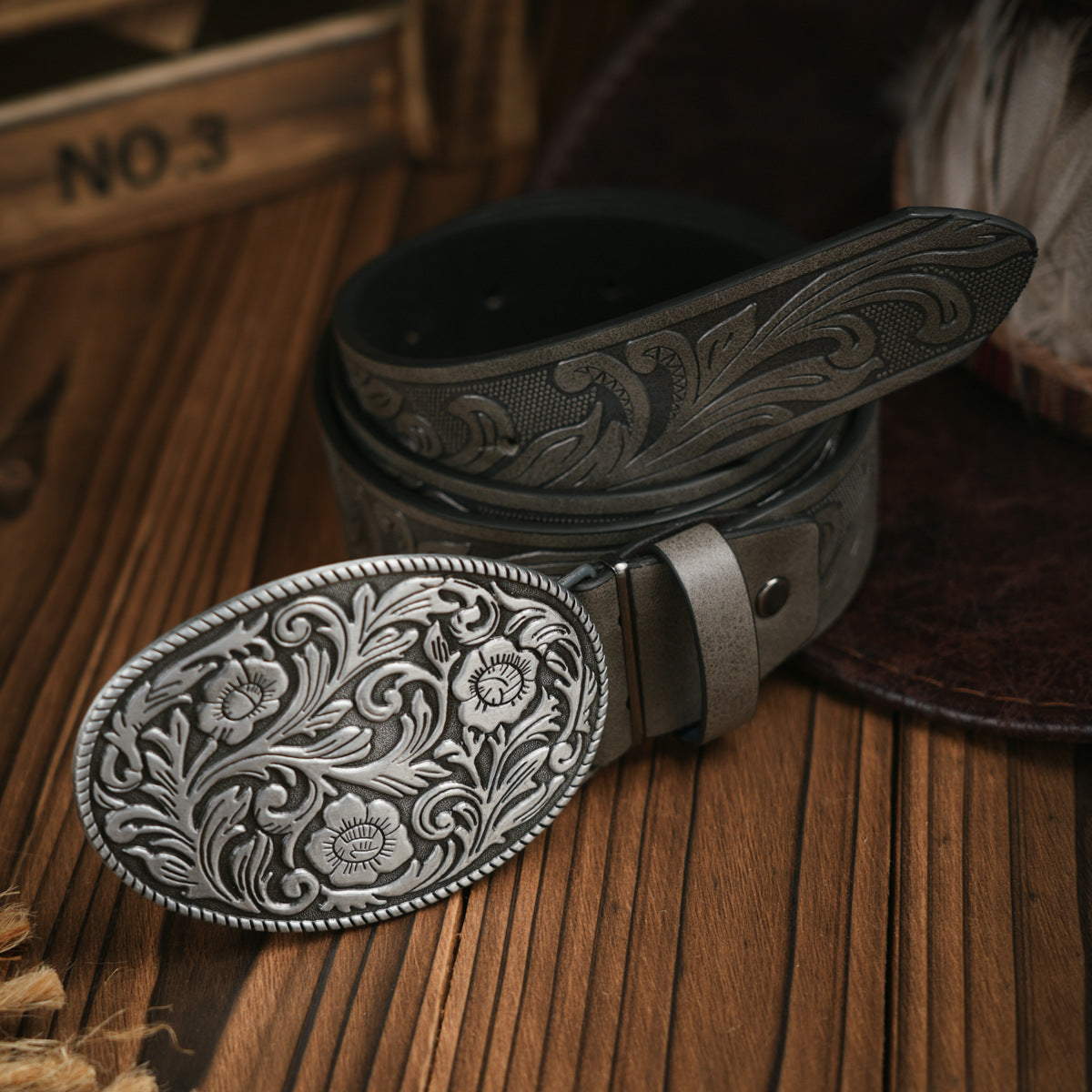 Ceinture homme robuste en cuir végan avec boucle en métal