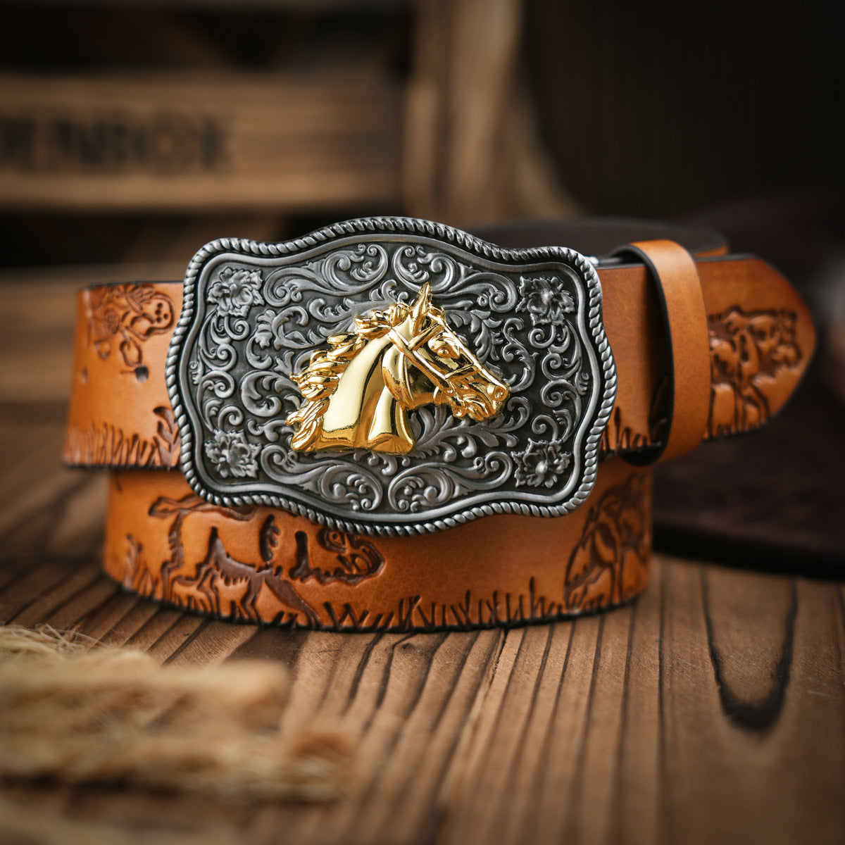 Ceinture homme robuste en cuir végan avec boucle en métal