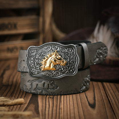 Ceinture homme robuste en cuir végan avec boucle en métal