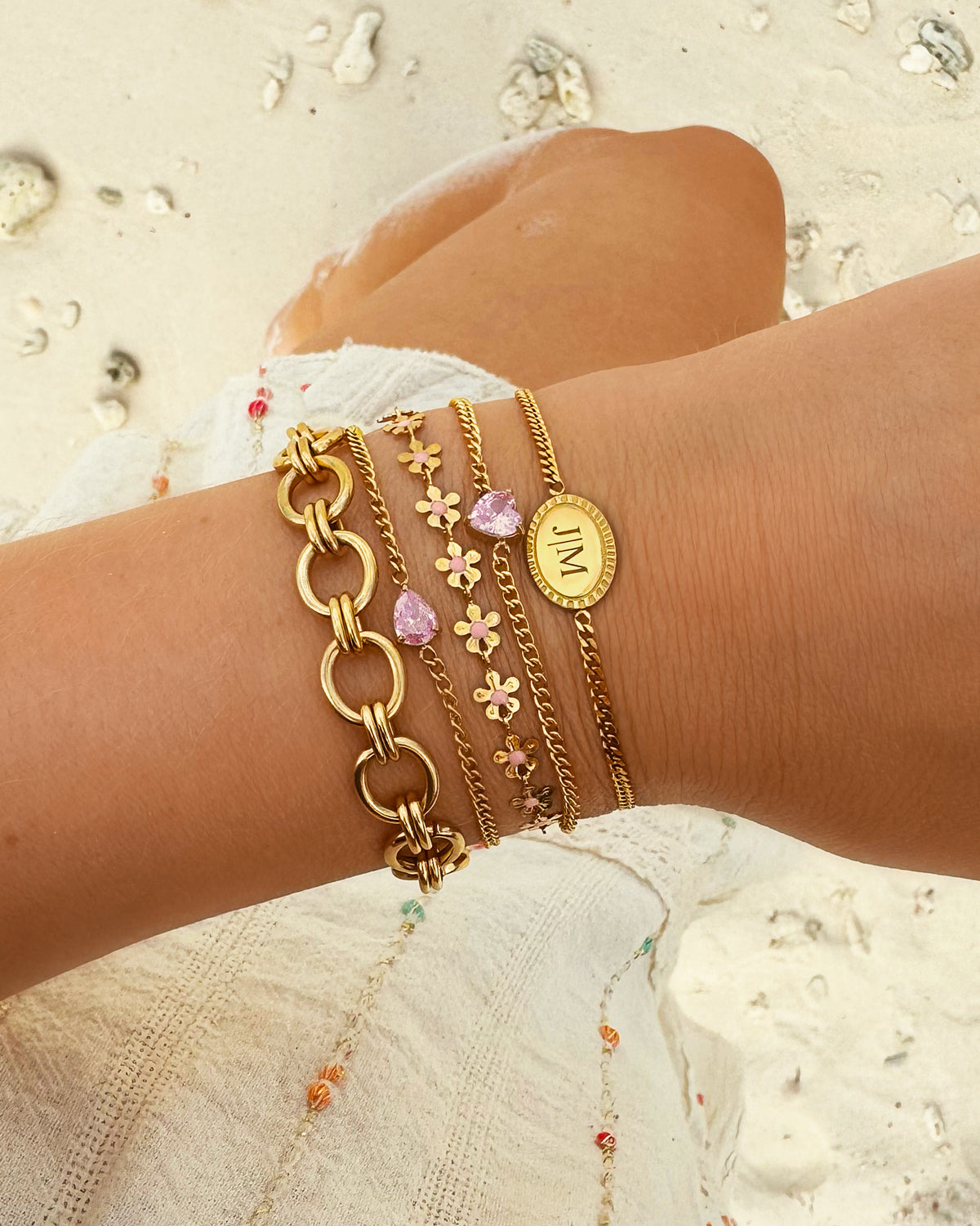 Personalized Gemstone Heart Shaped Bracelet