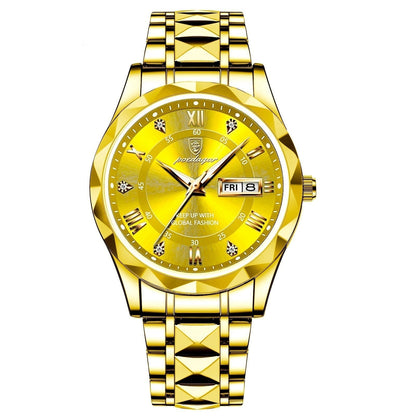 Men's Silver Stainless Steel Watch with Glow Dial