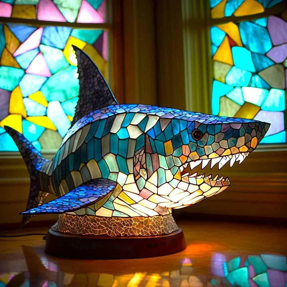 Colorful Animal Desk Lamp – Stained Glass Table Light