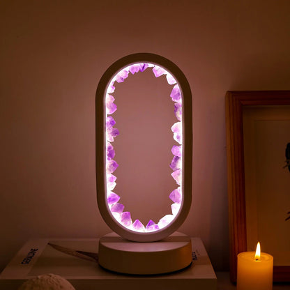 Lampe de table en pierre précieuse violette