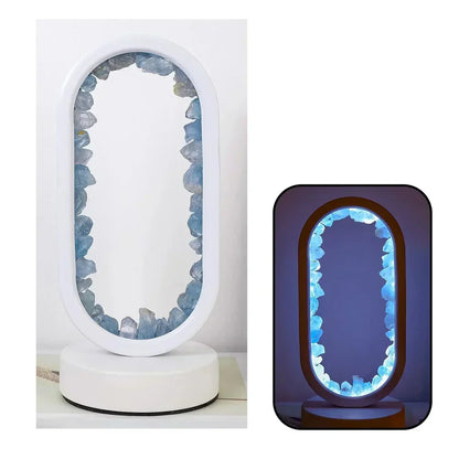 Lampe de table en pierre précieuse violette