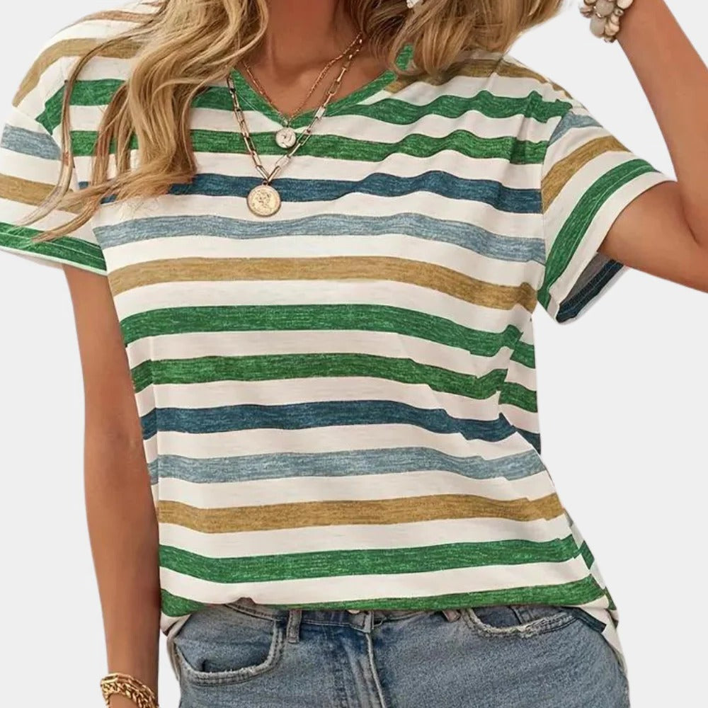 Relaxed Fit Stripe Ladies Tee - Halri