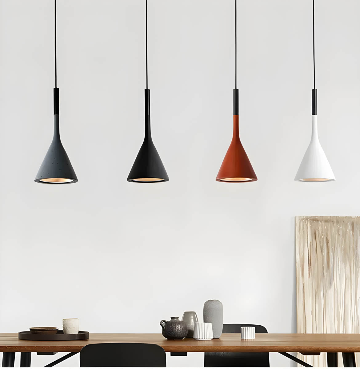 Simple Black Hanging Lamp in Cone Shape - Halri