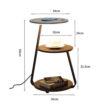 Bedside Table Lamp with 2 Tier Shelf and Built in Light