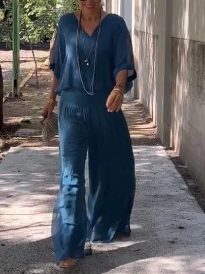 Flowy High-Waisted Wide Leg Chiffon Pants