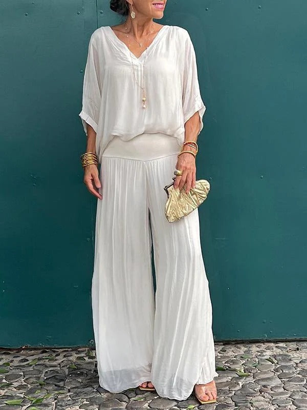 Flowy High-Waisted Wide Leg Chiffon Pants