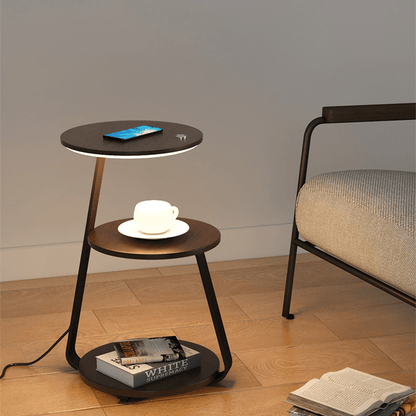 Bedside Table Lamp with 2 Tier Shelf and Built in Light