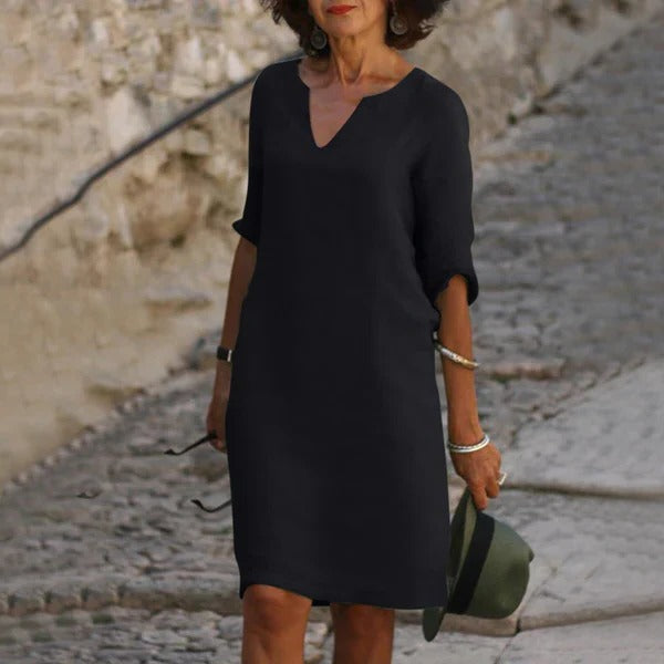 Sleeveless is not an option since it changes the product type, so: 
Casual V-Neck Midi Dress - Halri