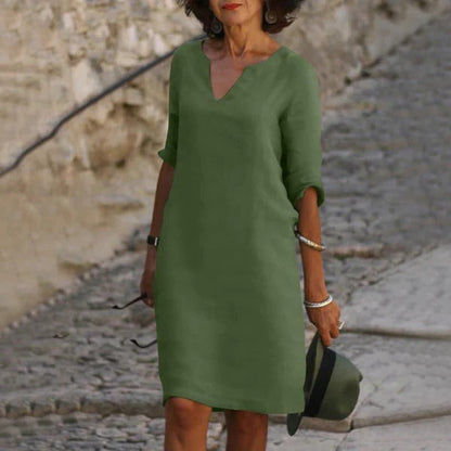 Sleeveless is not an option since it changes the product type, so: 
Casual V-Neck Midi Dress