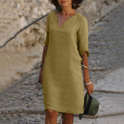 Sleeveless is not an option since it changes the product type, so: 
Casual V-Neck Midi Dress