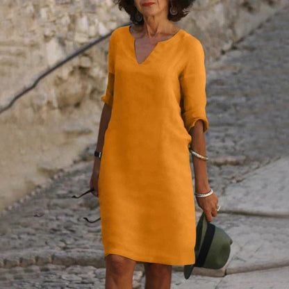 Sleeveless is not an option since it changes the product type, so: 
Casual V-Neck Midi Dress