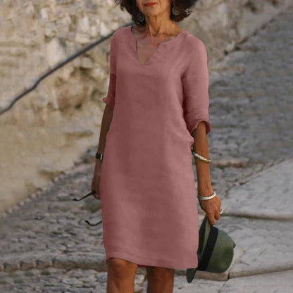 Sleeveless is not an option since it changes the product type, so: 
Casual V-Neck Midi Dress