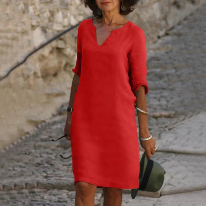 Sleeveless is not an option since it changes the product type, so: 
Casual V-Neck Midi Dress