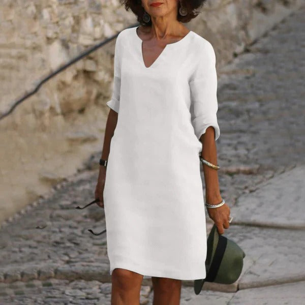 Sleeveless is not an option since it changes the product type, so: 
Casual V-Neck Midi Dress