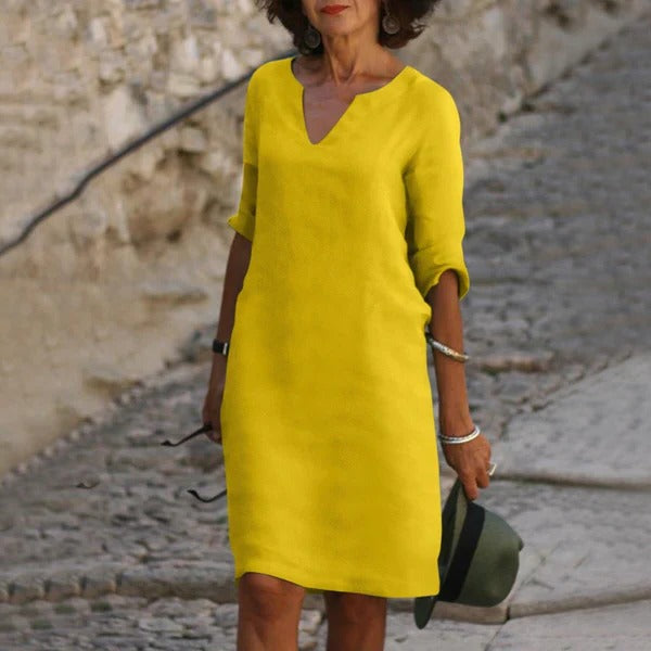 Sleeveless is not an option since it changes the product type, so: 
Casual V-Neck Midi Dress