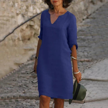 Sleeveless is not an option since it changes the product type, so: 
Casual V-Neck Midi Dress