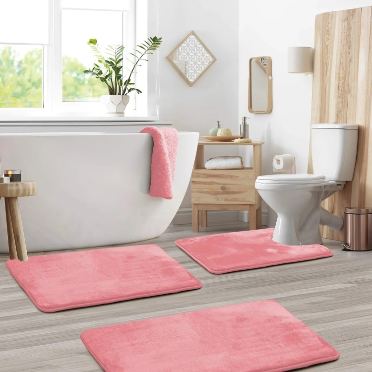 Ensemble de tapis de bain doux antidérapants en mousse à mémoire de forme