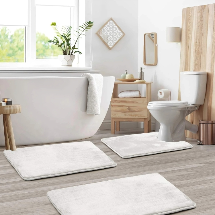 Ensemble de tapis de bain doux antidérapants en mousse à mémoire de forme