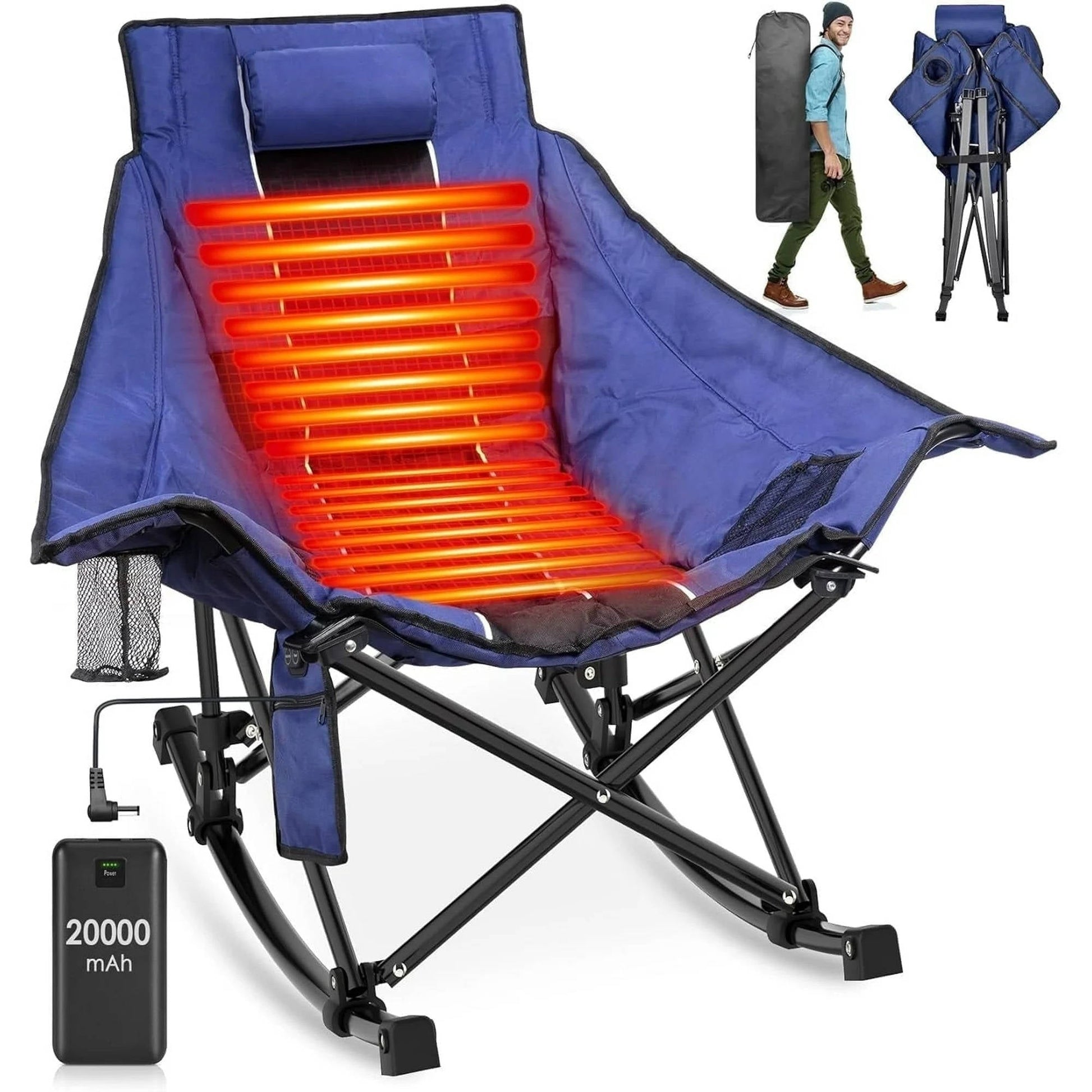 Large Comfortable Outdoor Rocking Camp Chair - Halri