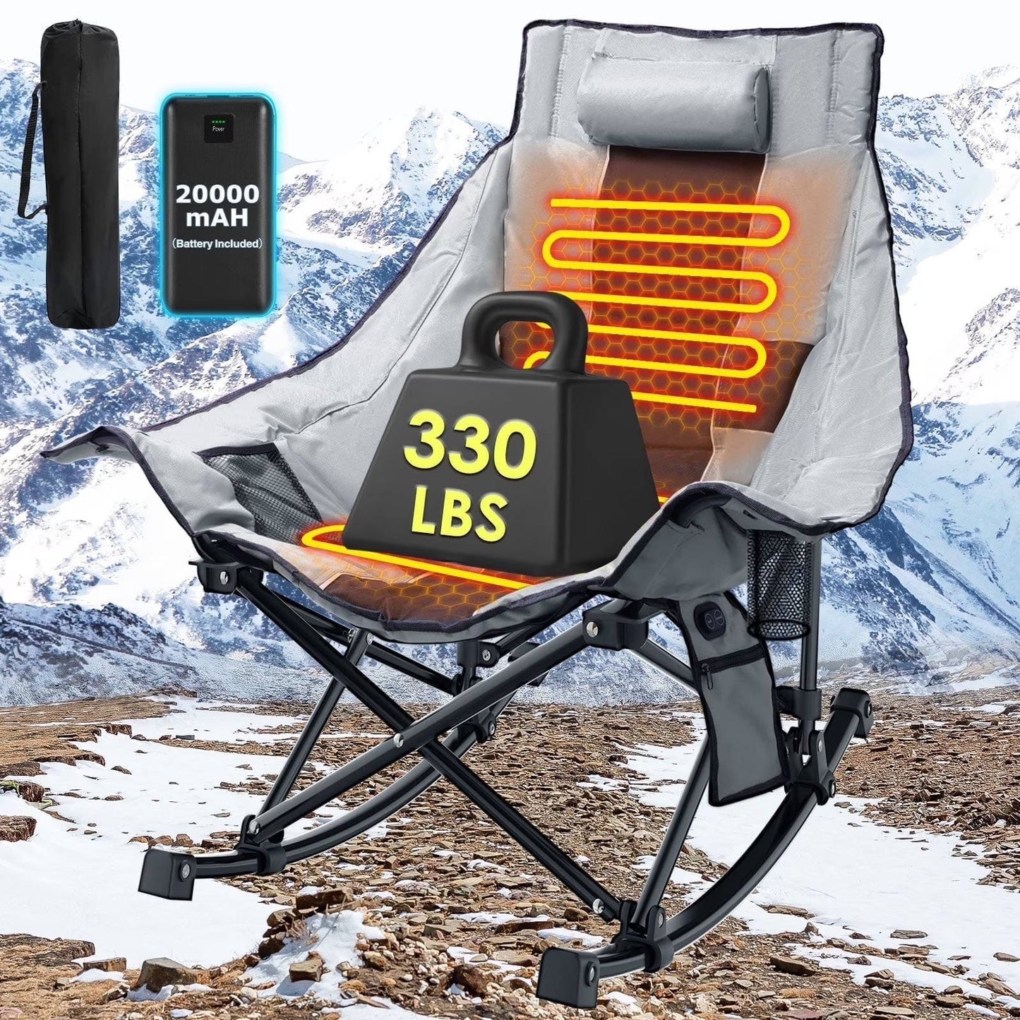 Large Comfortable Outdoor Rocking Camp Chair