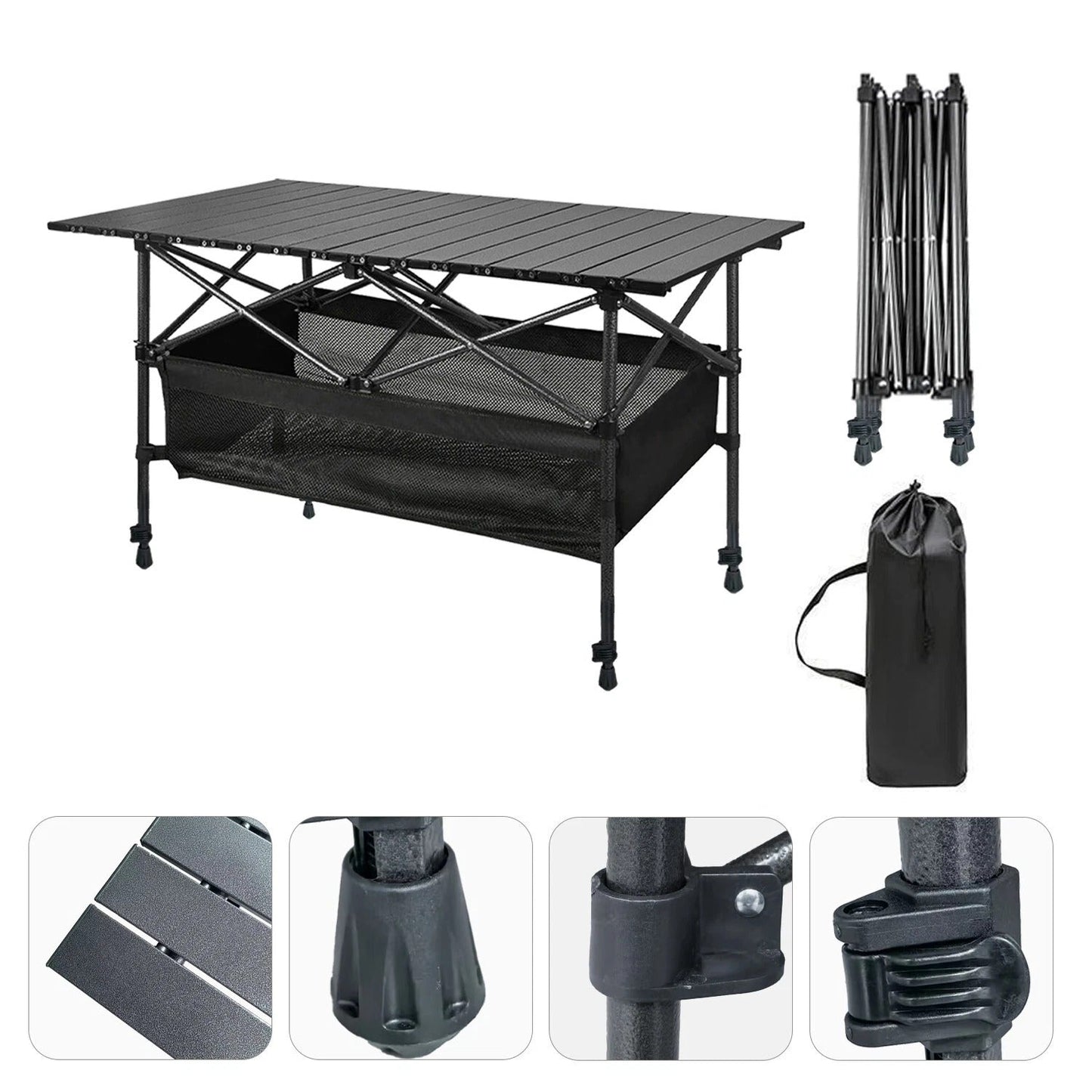 Portable Outdoor Folding Table with Shelf - Halri