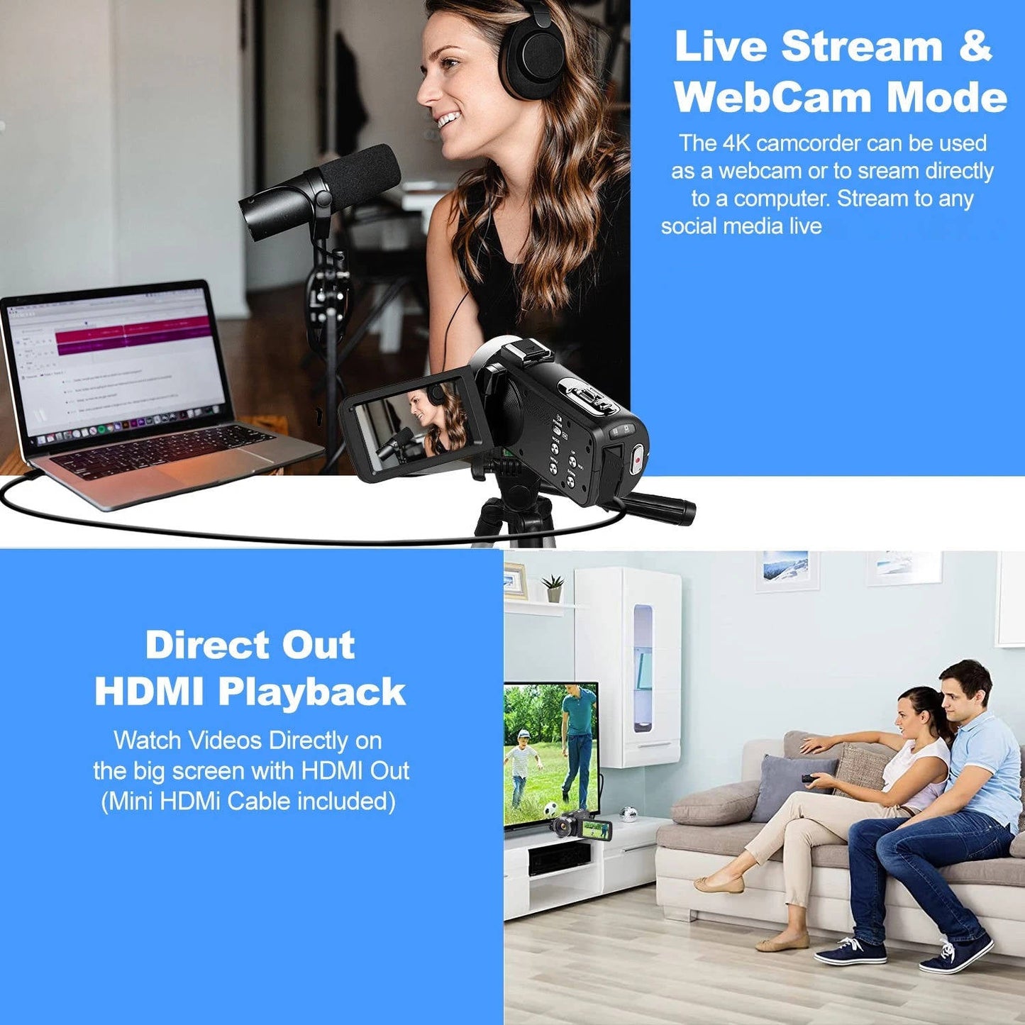 Ultra HD WiFi Vlogging Camera 4K 48MP Camcorder