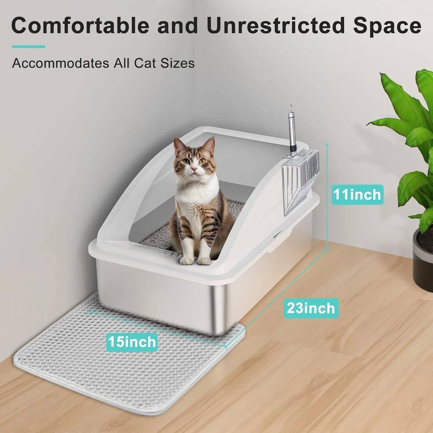 Durable Covered Cat Litter Box With Scoop