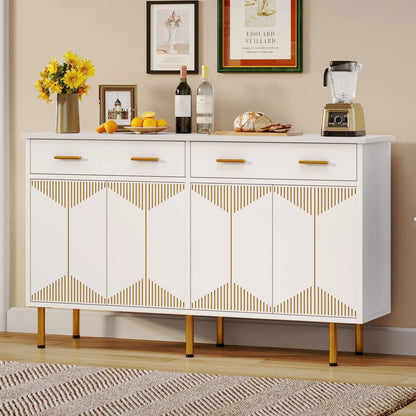 White Kitchen Storage Cabinet with 2 Drawers - Halri