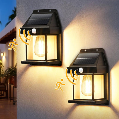 Bright Solar Powered Outdoor Wall Lantern