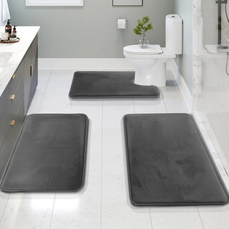 Ensemble de tapis de bain doux antidérapants en mousse à mémoire de forme