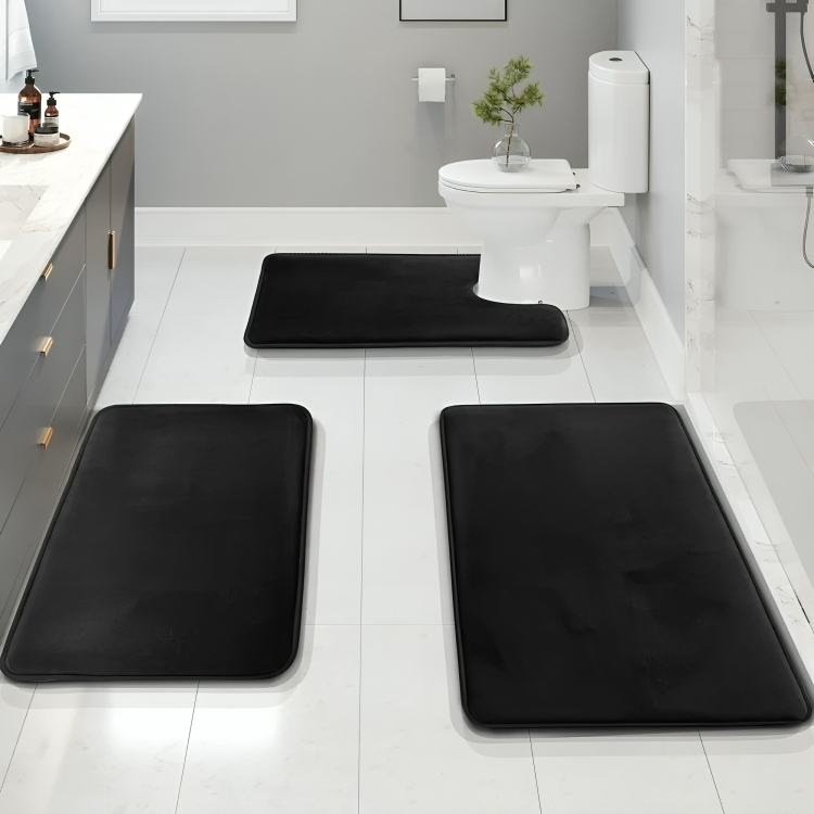 Ensemble de tapis de bain doux antidérapants en mousse à mémoire de forme