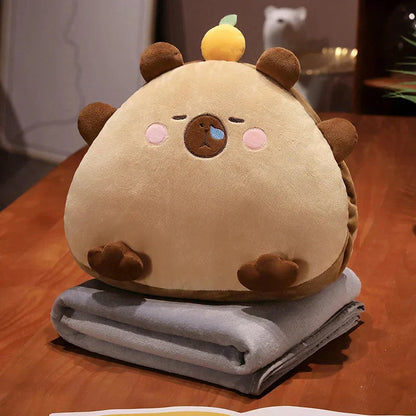 Adorable ensemble de coussins et couvertures en peluche douce Capybara