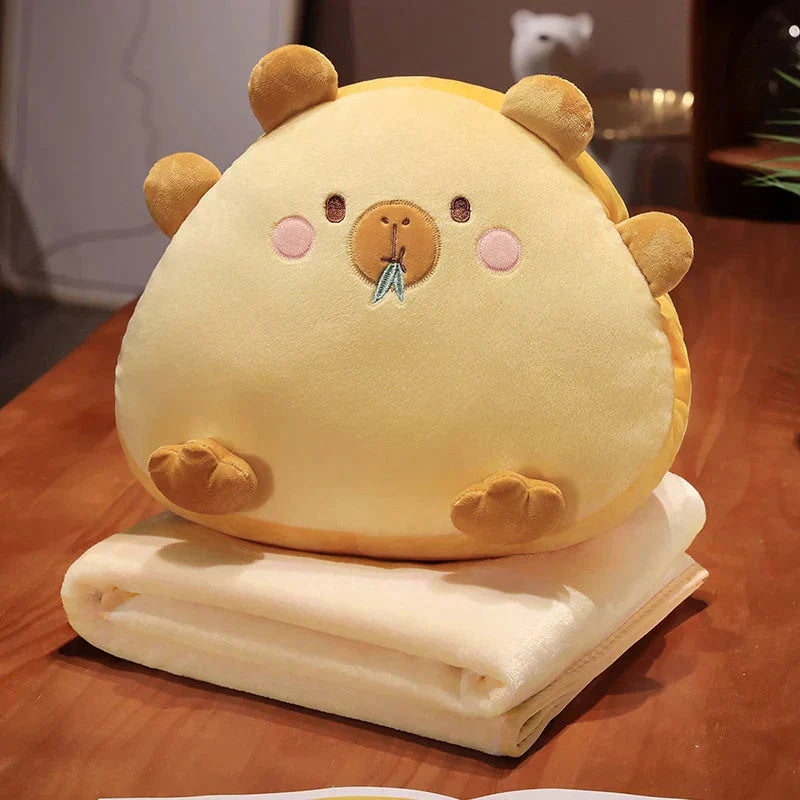 Adorable ensemble de coussins et couvertures en peluche douce Capybara