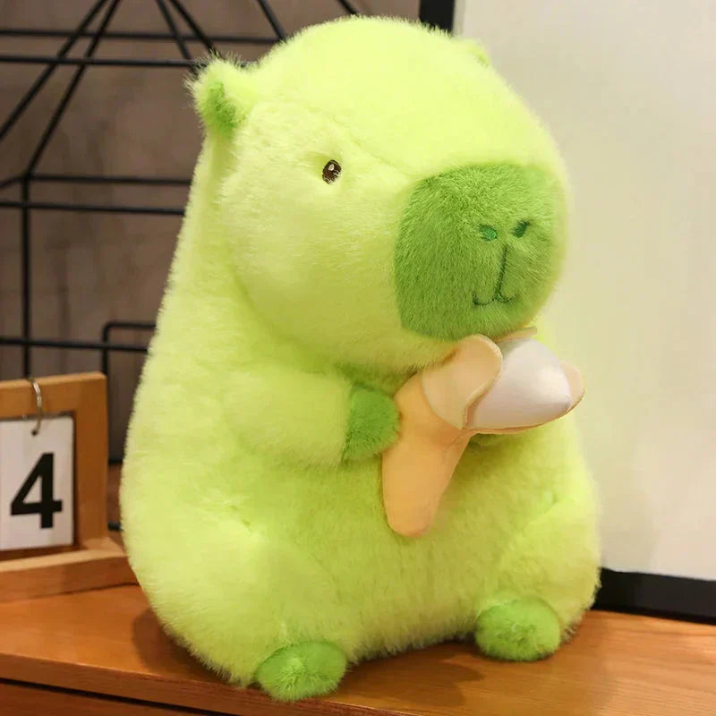 Singe en peluche jaune amusant
