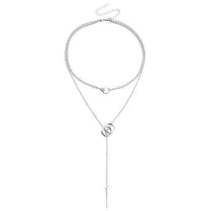 Collier à double cercle et chaîne superposée