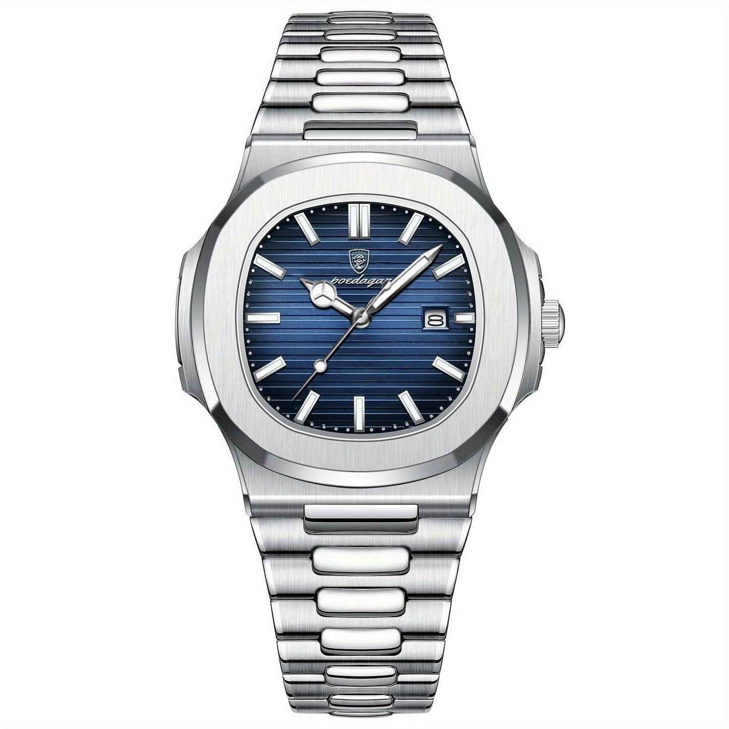 Montre classique pour homme en acier inoxydable à quartz avec date
