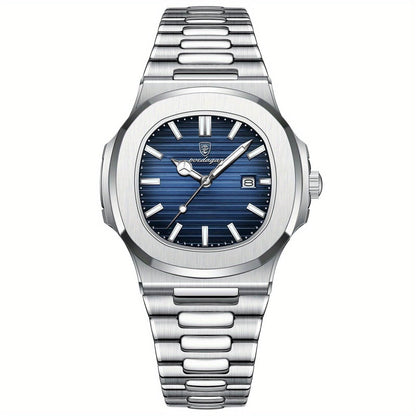 Montre classique pour homme en acier inoxydable à quartz avec date