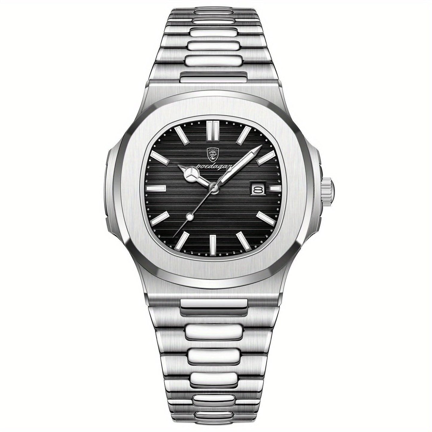 Montre classique pour homme en acier inoxydable à quartz avec date