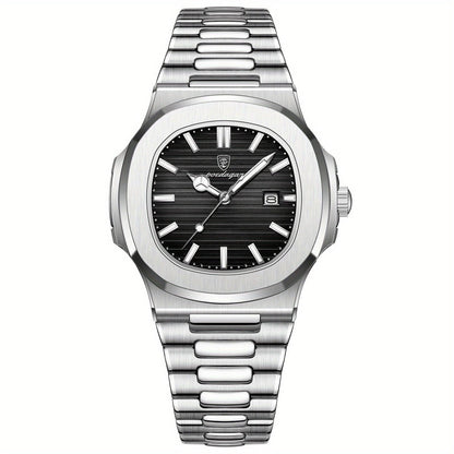 Montre classique pour homme en acier inoxydable à quartz avec date