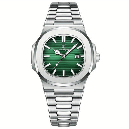 Montre classique pour homme en acier inoxydable à quartz avec date