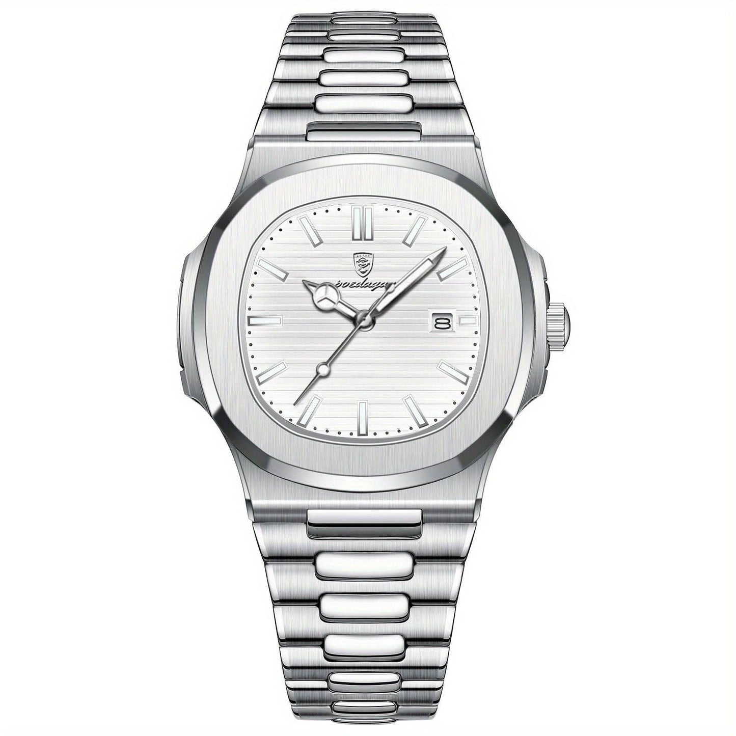 Montre classique pour homme en acier inoxydable à quartz avec date