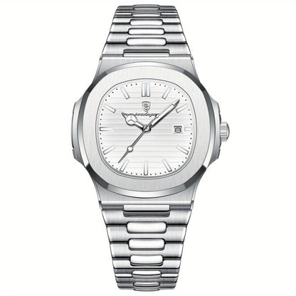 Montre classique pour homme en acier inoxydable à quartz avec date