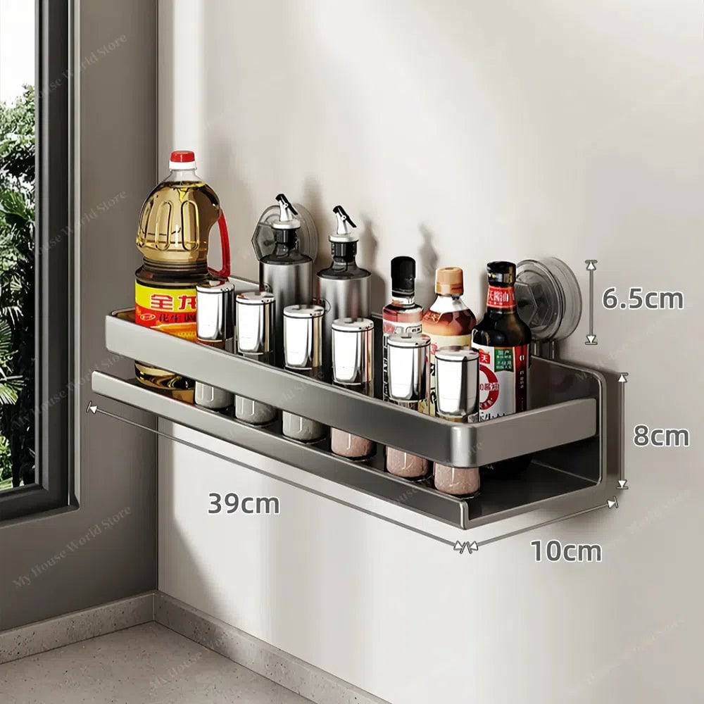 Étagère à épices adhésive gain de place pour les murs de la cuisine
