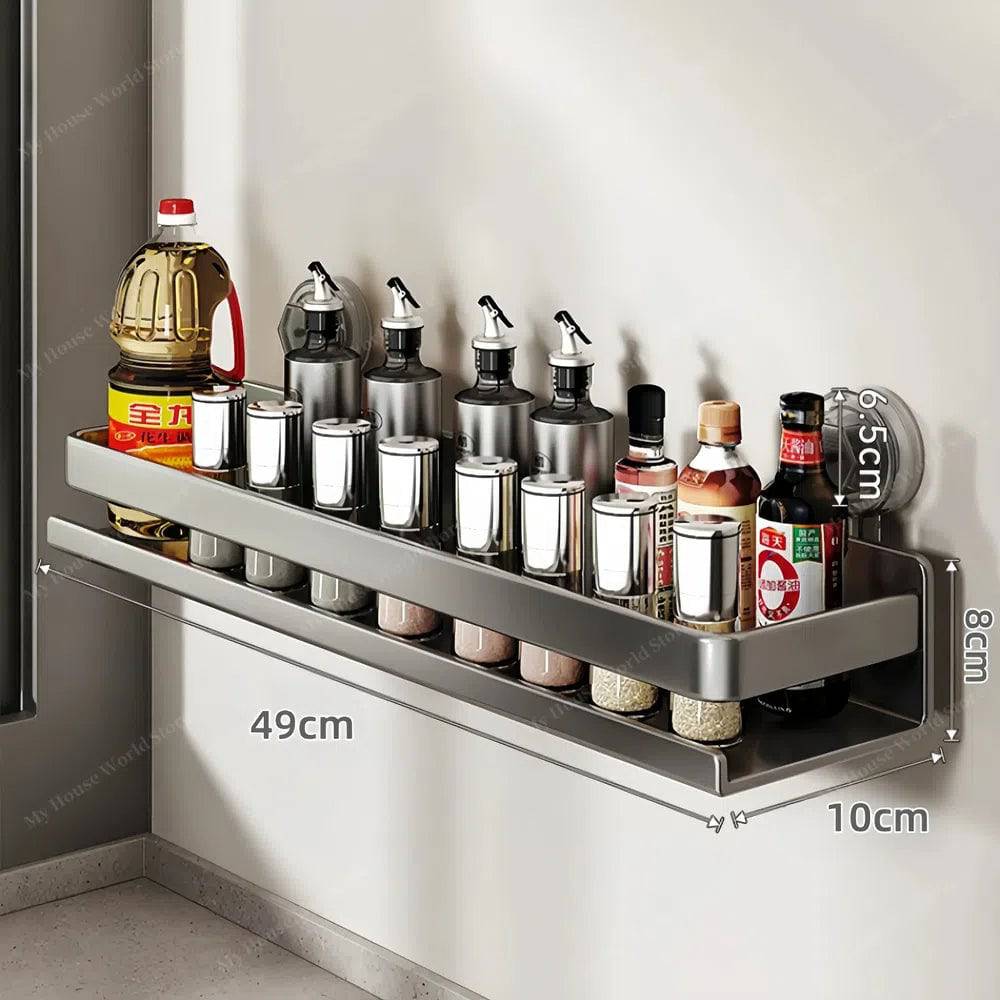 Étagère à épices adhésive gain de place pour les murs de la cuisine