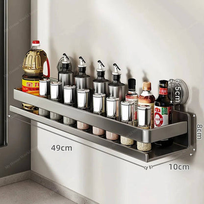 Étagère à épices adhésive gain de place pour les murs de la cuisine