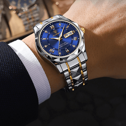 Men's Silver Stainless Steel Watch with Glow Dial