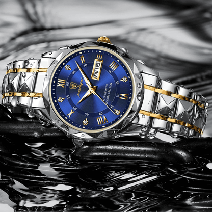 Men's Silver Stainless Steel Watch with Glow Dial